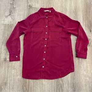 Soft Surroundings Long Sleeve Button Up Blouse - Merlot - 2DZ08 - Women’s Medium
